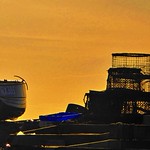 Boat and lobster pots in the morning glow