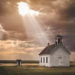 Sun rays over Abbott Church