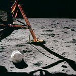Apollo 11 first photo by Neil Armstrong after setting foot on Moon
