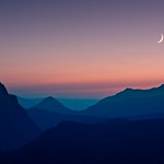 Mt Rainier Blue Hour Moon 6186 B