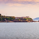 Drakes Island from the South West Coast Path, Plymouth - panorama