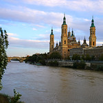 Amazing view of Cathedral-Basilica of Our Lady of the Pillar from Macanaz Park, Zaragoza