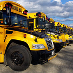 School Buses Waiting for Students