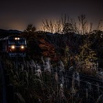 Freight train at dusk