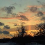 Sun pillar with tonight&rsquo;s sunset along the Erie Canal Pittsford, NY