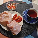 Breakfast for one. And, yes, I love Italian mortadella.