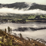 Recent forest clearance reveals this early morning view of cloud straddling Loch Carron and the site of the former Strome Ferry.