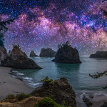 Secret Beach Milky Way Starry Night Astro Photography Oregon Coast Fuji GFX100 Fine Art Landscape Nature Photography! Epic Oregon Summer Seascape Ocean Art! Elliot McGucken 45EPIC Master Medium Format Photographer Fujifilm GFX 100 & Fuji Fujinon GF Lens!