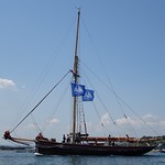 The "Jolie Brise" (Le Havre) Gaff Rig Pilot Cutter built by the Albert Paumelle Yard in Le Havre in 1913, in Teignmouth July 2021