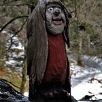 Wood Carved Troll Dolls, Mount Fl&oslash;yen (Fl&oslash;yfjellet), Bergen, Hordaland, Norway.