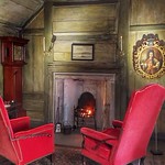 Winter evening by fireplace