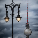 Television tower meets historic streetlamp