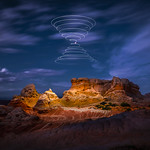 Einstein Light Cones Spacetime Sculpture dx4/dt=ic White Pocket Arizona-- Elliot McGucken Drone Light Painting Fine Art Landscape Photography Logos Fuji GFX100s! Vermillion Cliffs National Monument Long Exposure Night Photography DJI Mavic 2 Pro Art