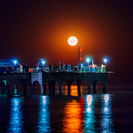 Supermoon over Boscombe Pier.