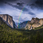 Rainbow Breaking Storm Clouds Bridalveil Falls Tunnel View Yosemite National Park Spring Fuji GFX100s Medium Format California Fine Art Landscape Photography Yosemite Valley Bridalveil Fall ! Elliot McGucken Master Fine Art Nature Photographer Fujifilm