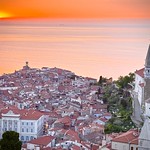 Sunset over the Old Town (Piran, Slovenia)