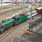 Queensland Rail 1956 steam train BB 181/4 number 1089 operating Roma Street Railway Station.