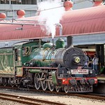 Queensland Rail 1956 steam train BB 181/4 number 1089 operating Roma Street Railway Station.