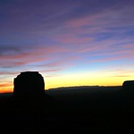 Moon over Monument Valley at dawn