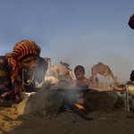 A family attending to the fire--Pushkar , India