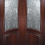 Courtlandt Decorative Glass Square Top Arch Lite Mahogany Double Doors 6 0 x 8 0 P93072
