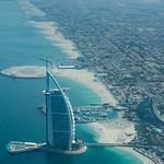 Dubai Marina / helicopter tours, aerial view / Burj al Arab
