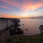 Etretat Cliffs at sunset , Normandy France