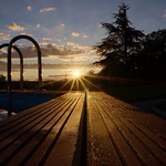 holiday poolside sunset