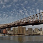 nikon d5100 photography: stitched queensboro bridge and cotton-like clouds in the sky ---------------- viewed 618x