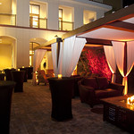 Poolside Cabanas at Night