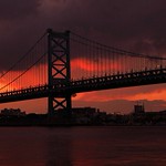 Ben Franklin Bridge At Sunset
