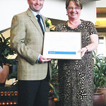 Ken Meredith of Regina's Thompson School receives a Division Choices, Healthy Lifestyles Award from Saskatchewan Division President Susan Holmes