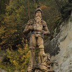 Brunnen der Treue Freiburg ( Erste Fassung aus dem Jahr 1404 - Jetzige Brunnenfigur - Skulptur von Hans Gieng 1552 - 1553 - Fontain ) an der Balmgasse in der Altstadt - Stadt Freiburg - Ville de Fribourg im &Uuml;echtland im Kanton Freiburg der Schweiz