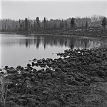 pond in the foothills, recent grass fire