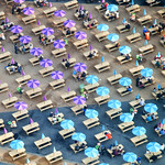 UK - London 2012 - Olympic Park - Umbrellas from Orbit sq