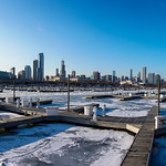 Frozen Harbor Chicago Skyline Panorama