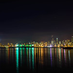 Colorful Seattle skyline from Alki Point