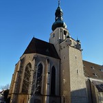 Baden, Lower Austria &ndash; Stadtpfarrkirche Sankt Stephan, la chiesa parrocchiale del Santo Stefano, la iglesia parroquial del San Esteban (m&aacute;rtir), l'&eacute;glise paroissiale de l&rsquo;&Eacute;tienne (premier martyr), the parish church of Saint Stephen (Pfarrplatz)