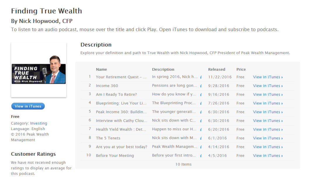 Finding True Wealth Podcast Nick Hopwood, CFP® Plymouth, M