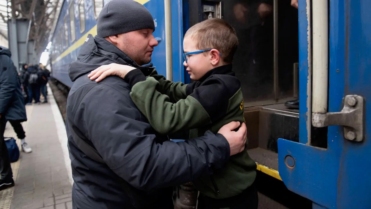 Ukrainian family's heartbreak as a father must send his son away from