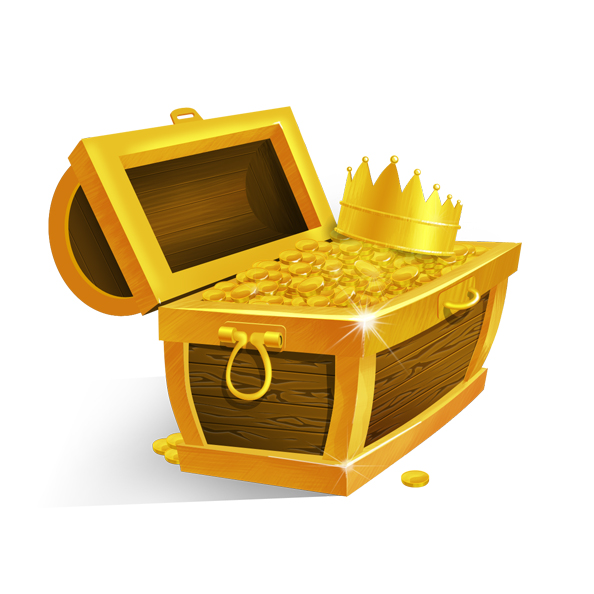 Treasure Chest with Golden Coins and Crown Free PSD Files