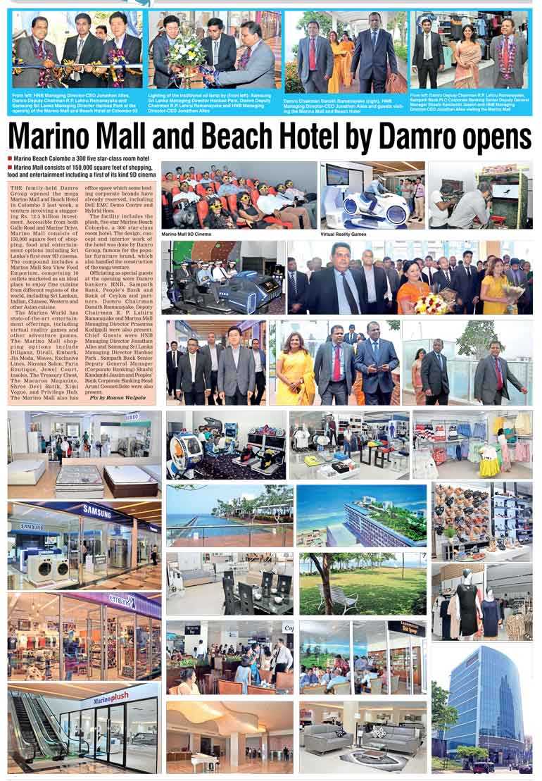 Marino Mall and Beach Hotel by Damro opens Daily FT