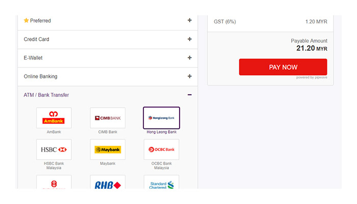 Checkout with Hong Leong Bank ATM / CDM / 3rd Party