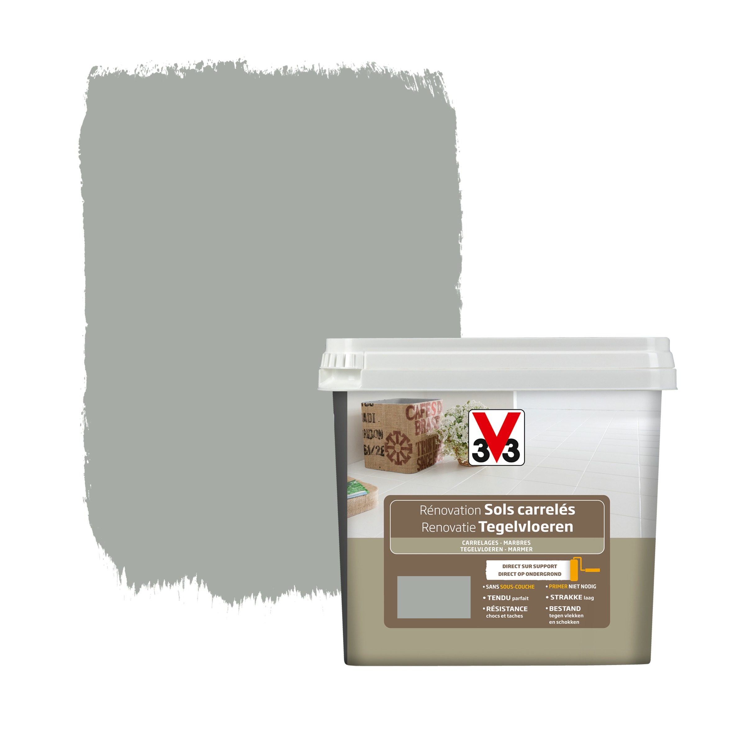 Peinture de rénovation sols carrelés V33 satin titane 750