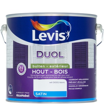 Levis Duol 2 In 1 Grondverf En Buitenlak Zijdeglans Wit 2,5 L | Lak | Gamma.be