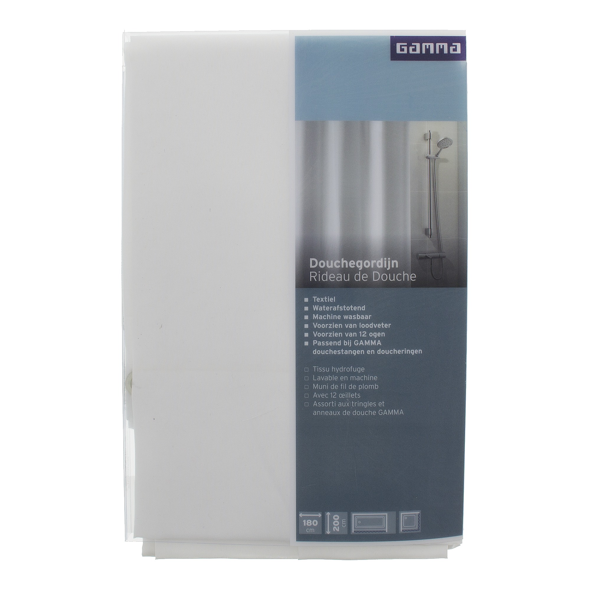 GAMMA Amber douchegordijn textiel polyester wit 180 x 200 cm