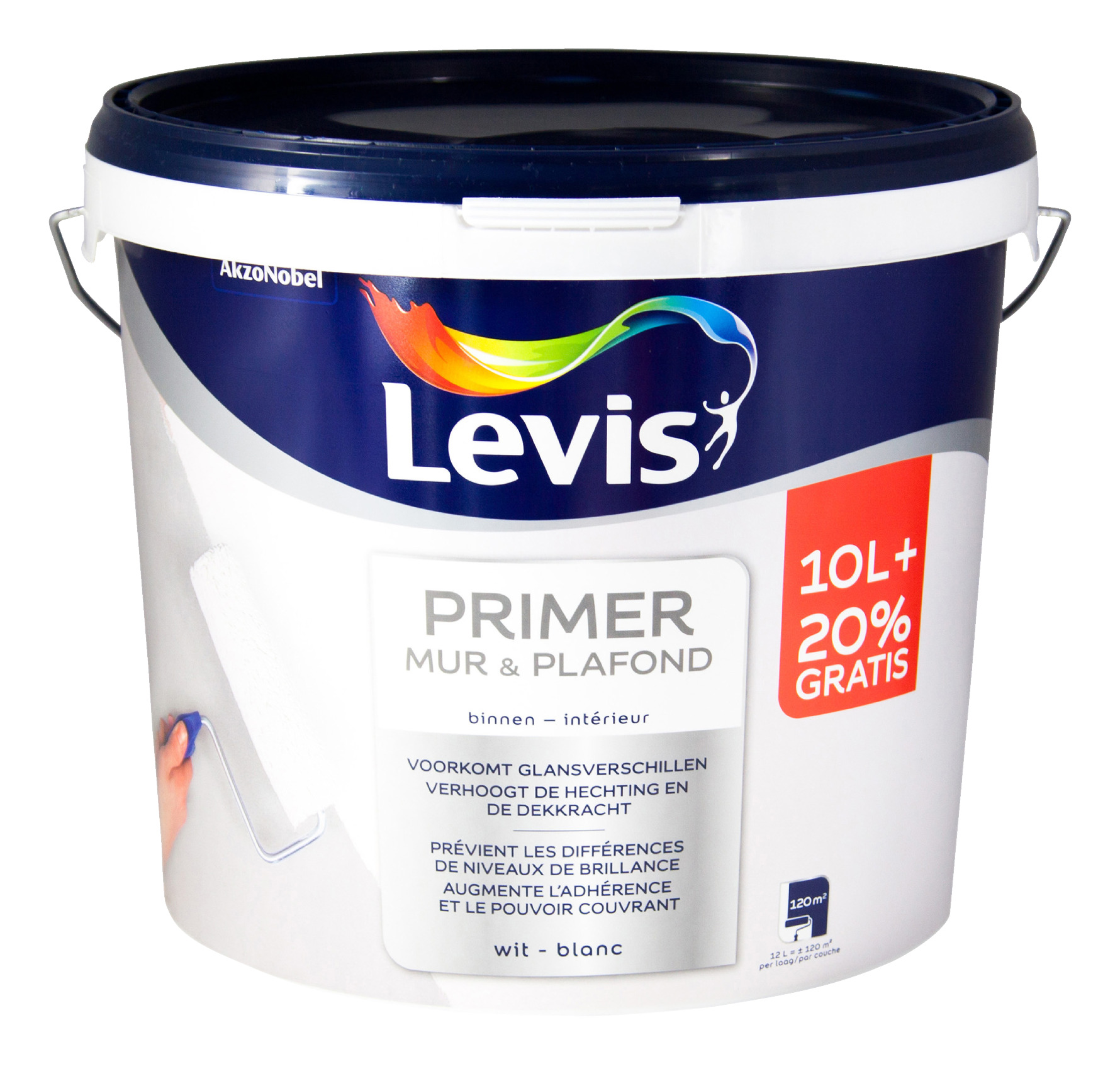 Levis primer muur en plafond wit 10+2 L Primer & grondlagen Verf & behang GAMMA.be