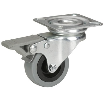 Gamma | Zwenkwiel + Rem Rubber Met Plaatbevestiging 50Mm Tot 35Kg Kopen? | Wielen-Rollen