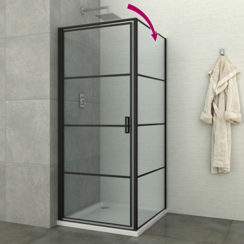 Gamma | Allibert Douchewand Loft Game 90X200Cm Zwart Gestreept Kopen? | Douchecabines-Deuren-Wanden