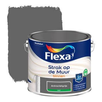 Gamma | Flexa Strak Op De Muur Antraciet Mat 2,5 Liter Kopen? | Muurverf -Kleur